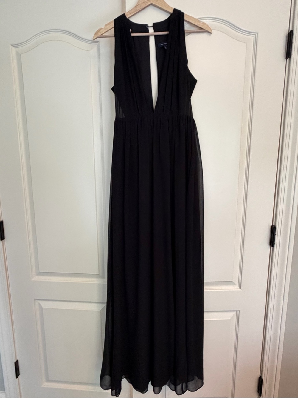 French Connection Black Sleeveless Plunge Maxi Dress